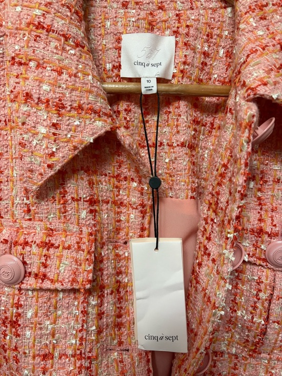 Cinq a Sept Lucie Boucle Julieta Puff Sleeve Jacket Pink Poppy Size 10 NWT New - Picture 12 of 14